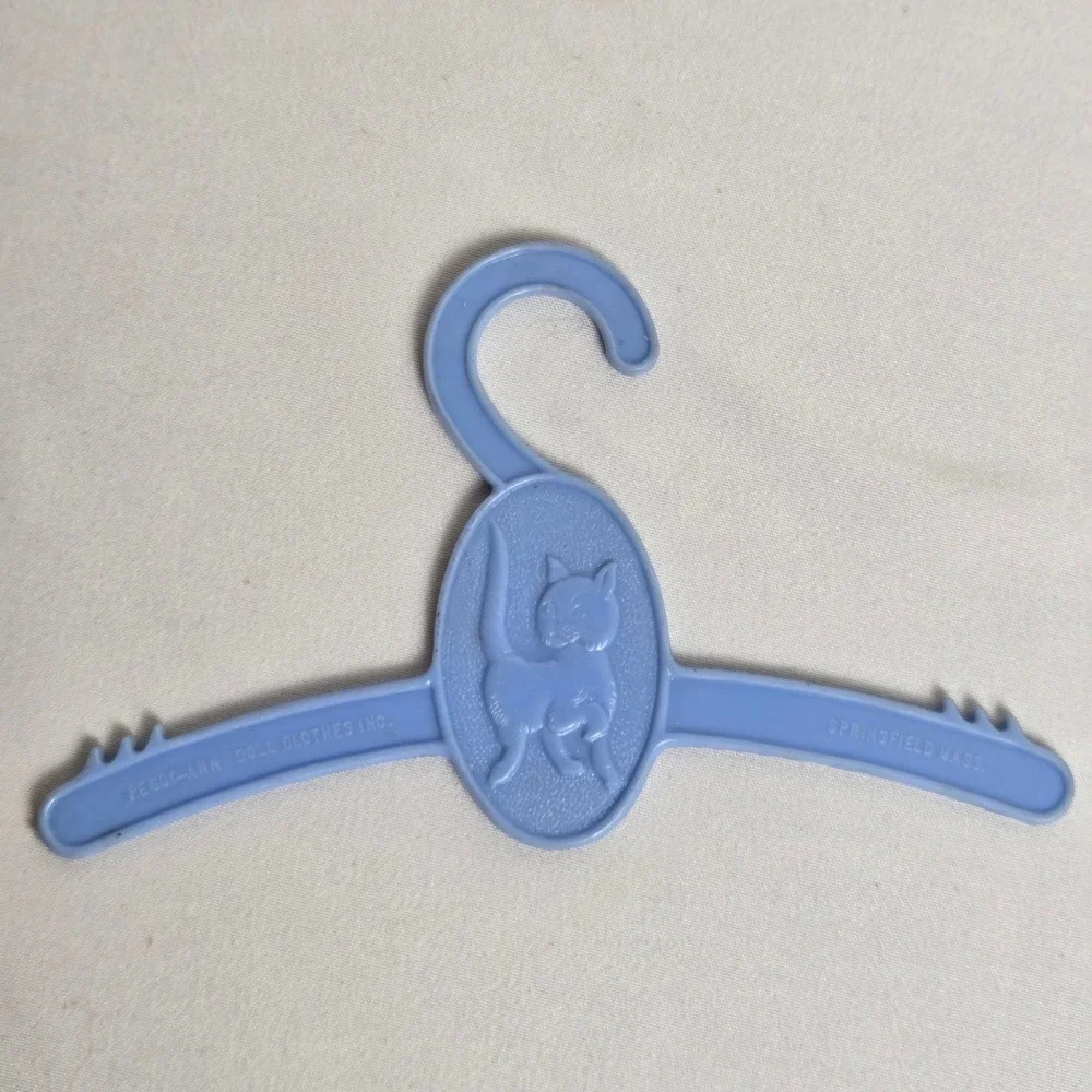 Peggy-Ann Doll Plastic‎ Clothes Hangers, Set of 3 Vintage, Cat Rabbit, Blue Red